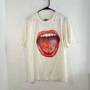 Arrogant Bastard Happiness Comes From Drugz Mouth Graphic T Shirt Large